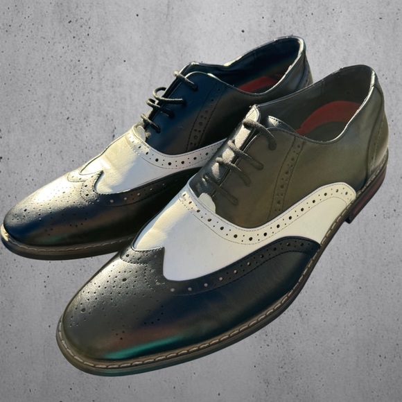 Parrazo “Wooden” Two Tone Wingtip Oxfords Perforated Lace Up Dress Shoes 9.5 main image 12